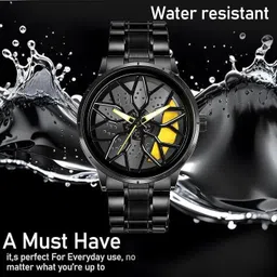 spinner Car wheel watch | Spinning watch | Roatating watch | Gyro watch | Black watch Analog Watch - For Men SP01 image 2