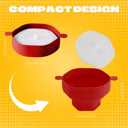 shadowhawk Microwave Popcorn Maker with Lid Heat Resistant Silicone Popcorn Container Microwave Popcorn Maker Silicone Bowl with Lid Heat Resistant 1200 ml Popcorn Maker image 2