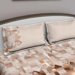 Brown Geometric 180 TC Cotton King Sized Bed Sheets with 2 Pillow Covers by GM Fabrics image 3