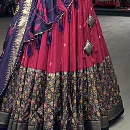 aayushyam enterprise Floral Print, Self Design Semi Stitched Lehenga Choli image 4