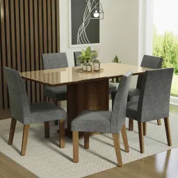 madesa Cascada 6 Seater Dining Set In Brown & Beige Finish image 1
