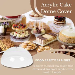 makrey Cake Food Cover Dome Cloche 14"/35cm Acrylic Cake Server image 4