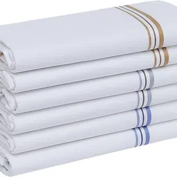 AKsells 100% pure cotton premium Striped Men's Formal White Handkerchief Set ["White"] Handkerchief image 5