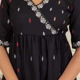 shree shyam fashion Party Regular Sleeves Printed Women Black Top image 5