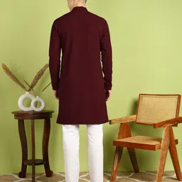 fubar Men Solid Cotton Blend Straight Kurta image 4