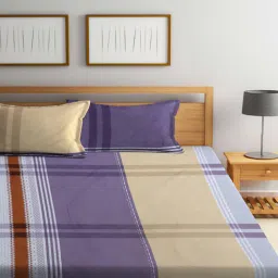 Multicolor Geometric 300 TC Cotton Blend Double King Sized Bedsheet With 2 Pillow Covers-image-82