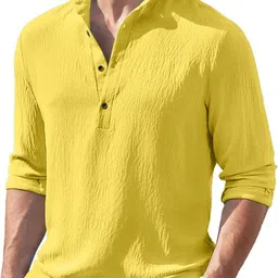 zartha Men Solid Cotton Blend Straight Kurta image 1