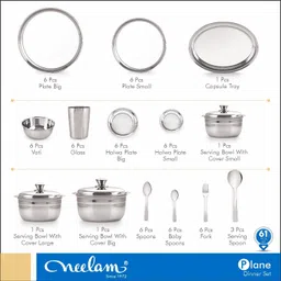 neelam Pack of 61 Stainless Steel 24 Gauge Premium Dinner Set Dinner Set image 2