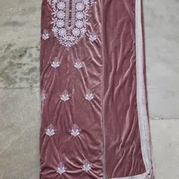hrfabric Unstitched Velvet Salwar Suit Material Embroidered image 3
