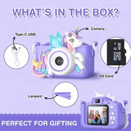 wembley Unicorn Kids Digital Camera Mini Compact for Girls Boys 4 5 6 7 8 Selfie Camera image 4