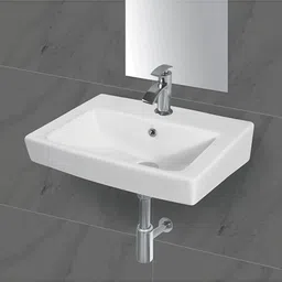 clayplus White Elegant Solid Preimum Grade Ceramic's Wallmounted ( 13 * 18 ) Wall Hung Basin image 3