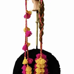 mr collection Handmade YELLOW PINK Paranda for Girls – Stylish Long Braid Accessory Hair Extension image 4