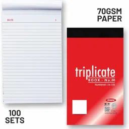 anupam 11x17cm 70 Gsm with Carbon Index Ruled Sheets Pad for Triplicate Record Organize Regular Triplicate Books Triplicate Books and Work Order Receipt Book (Size 00 ) 100 Pages image 1