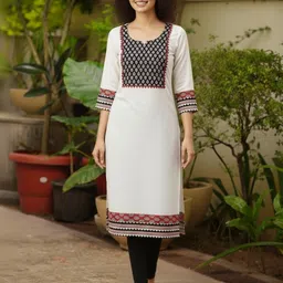 nurboutique Women Colorblock Pure Cotton A-line Kurta-picture-19