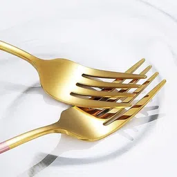 keshuenterprise Gold Dinner Fork 4 Pieces (black) Stainless Steel Dessert Fork Set image 5