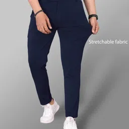 we perfect Pack of 2 Men Slim Fit Black, Blue Lycra Blend Trousers image 5