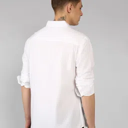 dennis lingo Men Slim Fit Solid Spread Collar Casual Shirt image 3