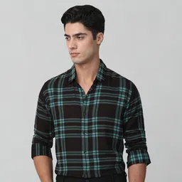 mufti Men Slim Fit Checkered Spread Collar Casual Shirt-picture-35