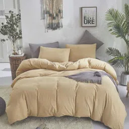 Beige 100% Cotton 400 Heavy Winter Double Bed Comforter by SLEEPING OWLS-picture-21