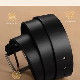 provogue Men Casual, Formal, Party Black Genuine Leather Belt image 2