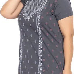 star touch Pack of 2 Women Floral Print Round Neck Pure Cotton Purple, Grey T-Shirt image 4