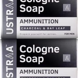ustraa Ammunition Cologne Soap with Charcoal & Bay Leaf, Nourishing & Cleansing Soap image 1