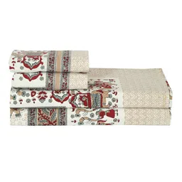 rajasthan decor Multicolor Traditional 144 TC 100% Cotton King Bed Sheet with 2 Pillow Cover image 3