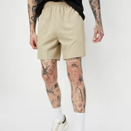 max Solid Men Beige Basic Shorts image 4