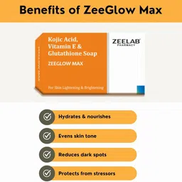 zee lab Zeeglow Max Kojic Acid, Vit E & Glutathione Soap 75g | Remove Tan & Pigmentation image 2