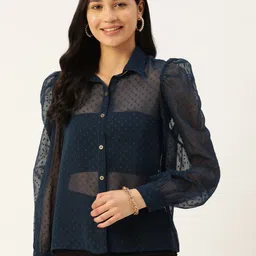 slenor Women Regular Fit Solid Spread Collar Party Shirt image 1
