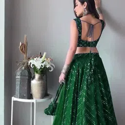 cute fellow Embroidered Semi Stitched Lehenga Choli image 2