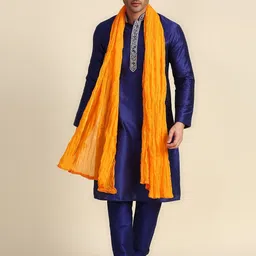 dupatta bazaar Pure Cotton Solid Yellow Men Dupatta image 4