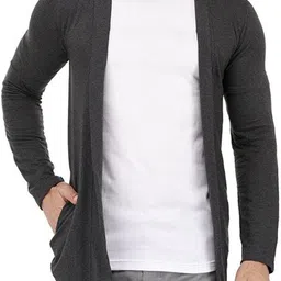 glampanda Men Kimono Style Full Sleeve Grey Shrug-picture-21
