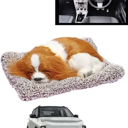 ccmm Golden/White Car Interior Dashboard Durable White Sleeping Cute Dog Toy-209 Decorative Showpiece - 15 cm image 1