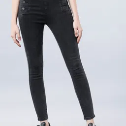 Women Slim Mid Rise Black Jeans-image-65