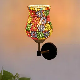 new era Antique Gold Wall Lamp with Mosaic Glass image 1