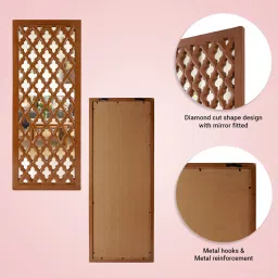 timberly Mdf Wooden Panel With Mirror Set Of 3 In Brown image 4