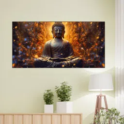 nestroots Canvas Framed Buddha Enveloped in Flames and Smoke Wall Painting-picture-10