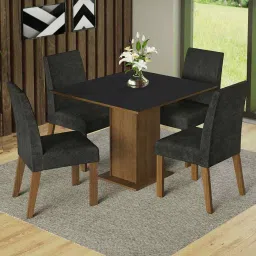 madesa Madera 4 Seater Dining Set In Brown Finish image 1