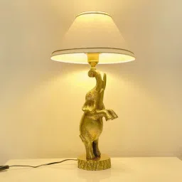 casagold Antique Brass Finish Metal Design Elephant Table Lamp image 2