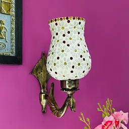 foziq Multicolour B22 holder Metal & Glass Uplight Wall Scone image 2