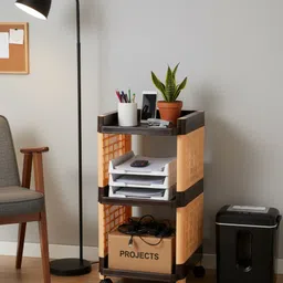 umax 3 Tier Rolling Storage Cart with Wheels | Multi-Layer Rack Plastic Kitchen Trolley image 3