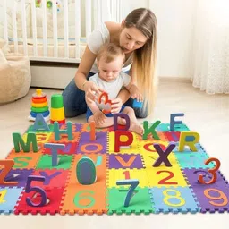 woop Kids Alphabet & Number Puzzle Floor Mat | Soft Interlocking Play Mat image 4