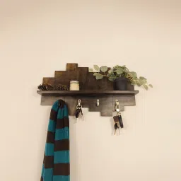 symplify Glencroft Wooden Wall Shelf Organiser With Key Holders image 3