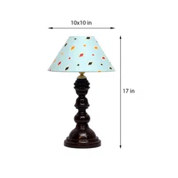 Alice Blue Fabric Shade Night Lamp With Wood Base By BrightDaisy image 3