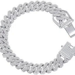 Metal, Alloy, Steel, Stainless Steel Cubic Zirconia, Diamond, Crystal Platinum, Rhodium, Silver Bracelet-image-18