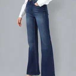 flying machine Women Flared Mid Rise Blue Jeans image 4