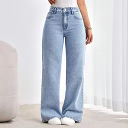pompous Women Loose Fit High Rise Blue Jeans-picture-10