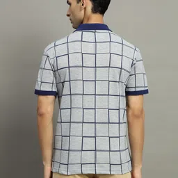 getgolf Men Checkered Polo Neck Cotton Blend Grey T-Shirt image 2
