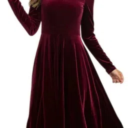 westchic Women Fit and Flare Maroon Maxi/Full Length Dress-picture-32